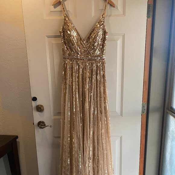 NWT $598 Size 6 Mac Duggal sequined bodysuit dress 93801 - Picture 2 of 8